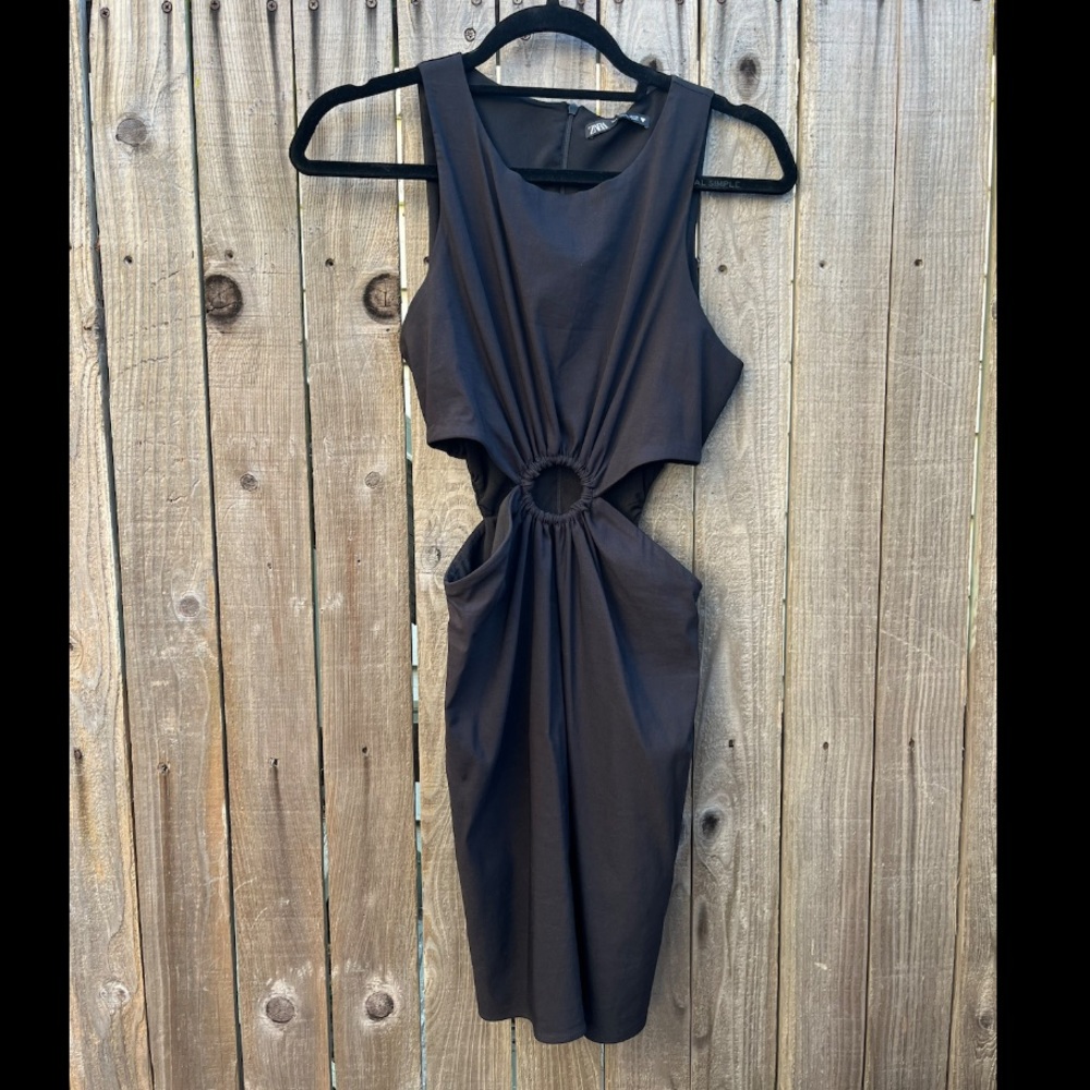 Zara Linen Mini Dress with Cutouts